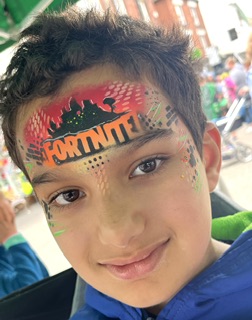 Boy with Fortnite Face Paint in Telford